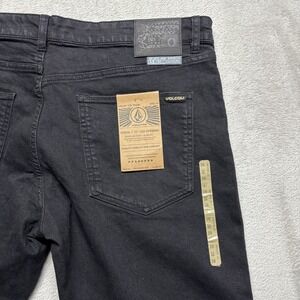 NWT Volcom Vorta Slim Straight Stretch Denim Jeans Black Mens Size 38x32